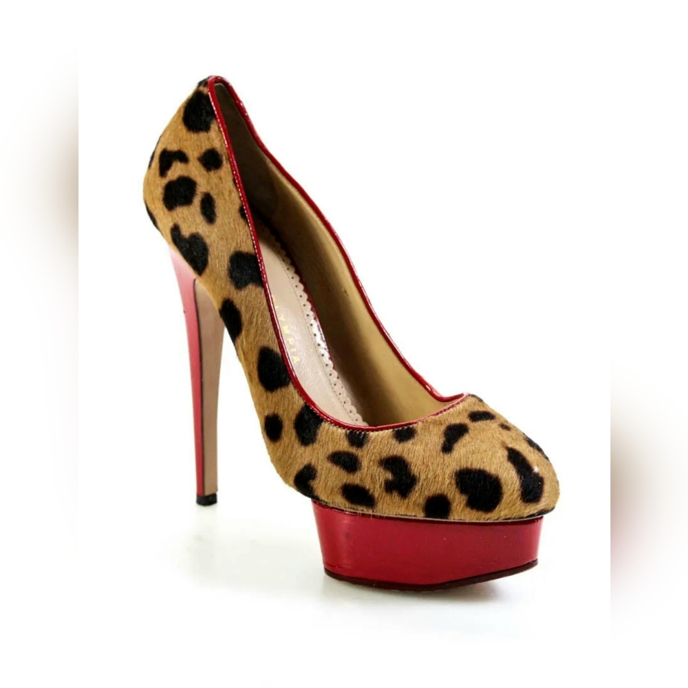 Charlotte Olympia Leopard Print Pony Hair Platform Shoes